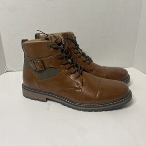 Steve Madden Men's Cognac Brown Leather Dress Boots Size 8.5